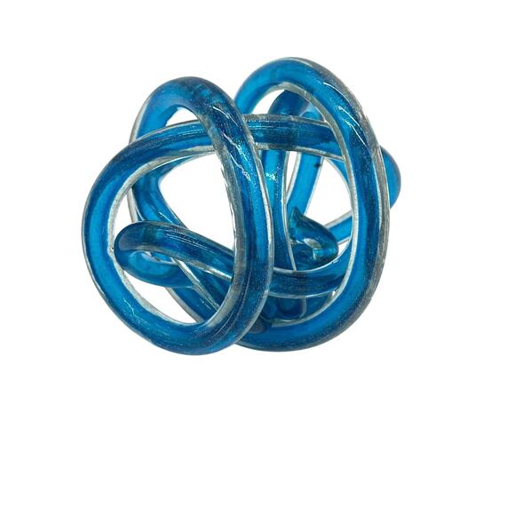 Vintage Art Glass Tangled Knot; Blue with Glittery inclusions; 6" diameter - Picture 4 of 6